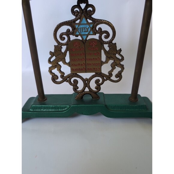 Vtg Menorah Brass Enamel Electric 50s-60s Hanukkah Judaism Light - Picture 2 of 8